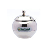 Coconut Stainless Steel - Ghee Pot for Storing & Serving Oil, Pickle, Ghee | Oil dispenser | Ghee pot with spoon | Ghee Dhani | Matka Shape Gheet Pot | Pickle Container, Mirror Finish, Model - GP 10