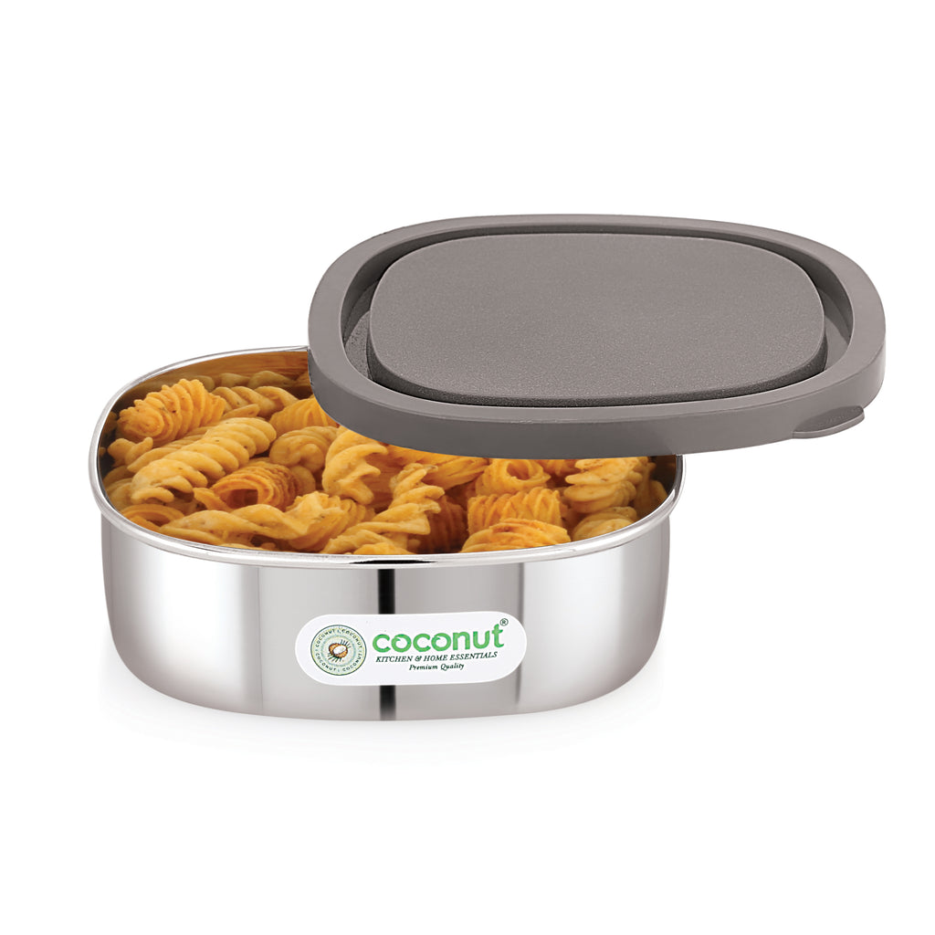Coconut Stainless Steel Leak-Proof Lunch Box | Airtight Food Storage Container with BPA-Free Silicone Lid | Compact Tiffin for Office, School & Travel | Premium Kitchen & Home Essentials.