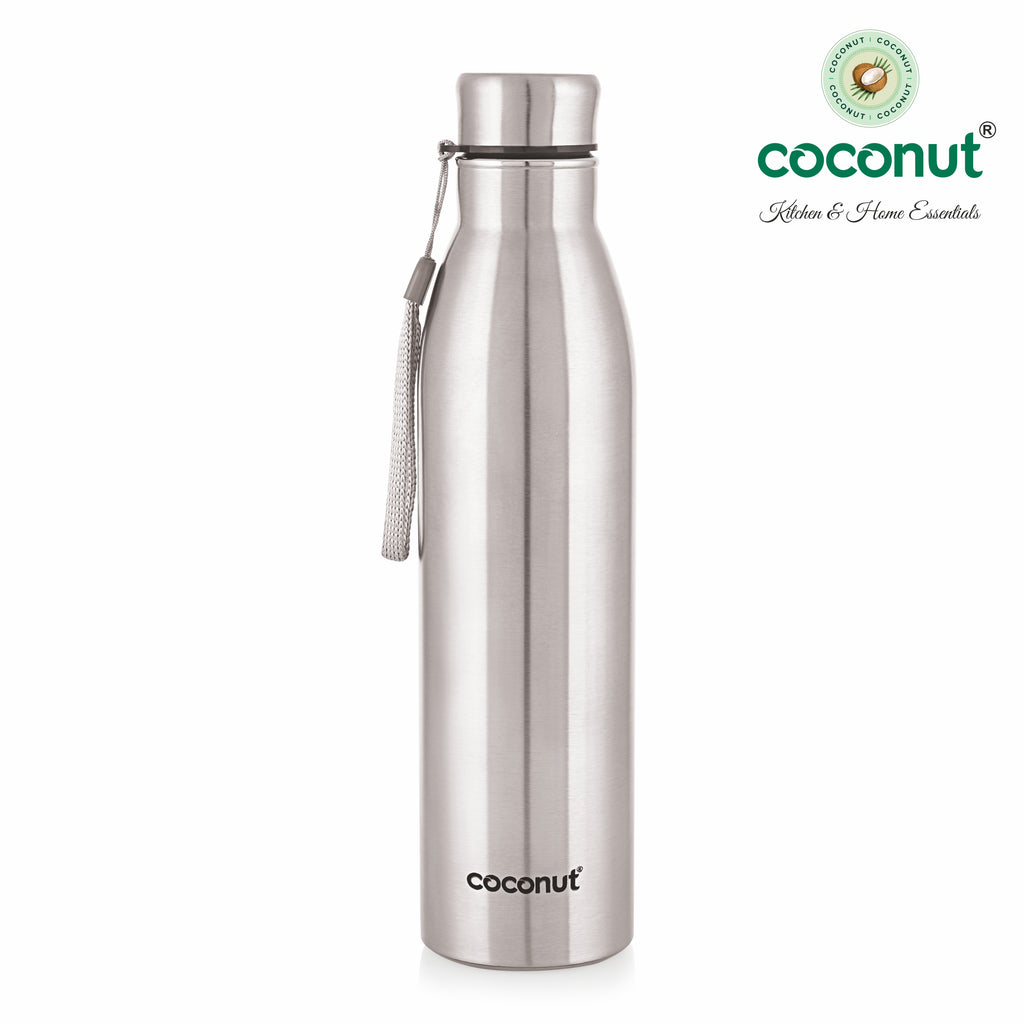 Coconut WB19 Thames Stainless Steel Water Bottle with Strap | Leakproof, Rust-Proof, BPA-Free, Durable Metal Bottle | Sleek Matte Finish | Ideal for Office, Gym & Travel.
