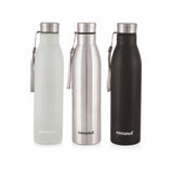 Coconut WB20 Rhine Stainless Steel Water Bottle (Grey/Steel/Black) | Leakproof, BPA-Free, Rust-Proof Metal Bottle with Strap | Durable & Stylish for Office, Gym & Travel.