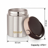 Coconut WB33 Stainless Steel Insulated Soup Jar (500ml) – Hot & Cold Vacuum Food Flask with Foldable Handle | Leak-Proof Lunch Container for Office, School & Travel | BPA-Free Food Grade Steel.