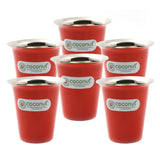 Coconut Stainless Steel Red Colour Glass - Tea / Coffee / Water / Lemonade / Juice, Model - A38 Colour Glass