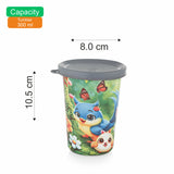Coconut JK Stainless Steel Juice Glass with Lid | Kids Printed Drinking Glass | Food Grade Steel Inner | BPA Free Lid | Leak Resistant, Lightweight Tumbler for School, Home & Travel.