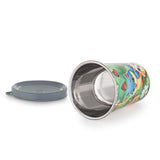 Coconut JK Stainless Steel Juice Glass with Lid | Kids Printed Drinking Glass | Food Grade Steel Inner | BPA Free Lid | Leak Resistant, Lightweight Tumbler for School, Home & Travel.