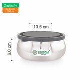 Coconut S106 LP Bulging Stainless Steel Lunch Box Set (100ml, 200ml, 300ml, 400ml) | Premium Food Grade Steel Snack & Storage Containers with Lid | Compact, Stackable & Leak-Resistant Tiffin for Office, School & Travel.