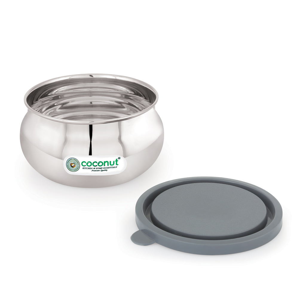 Coconut S106 LP Bulging Stainless Steel Lunch Box Set (100ml, 200ml, 300ml, 400ml) | Premium Food Grade Steel Snack & Storage Containers with Lid | Compact, Stackable & Leak-Resistant Tiffin for Office, School & Travel.