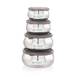 Coconut S106 LP Bulging Stainless Steel Lunch Box Set (100ml, 200ml, 300ml, 400ml) | Premium Food Grade Steel Snack & Storage Containers with Lid | Compact, Stackable & Leak-Resistant Tiffin for Office, School & Travel.