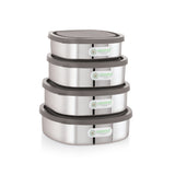 Coconut Stainless Steel Leak-Proof Lunch Box Set of 4 (Multi Sizes) | Airtight Food Storage Containers with BPA-Free Silicone Lid | Food Grade Steel Tiffin for Office, School & Travel | 350ml, 450ml, 550ml, 650ml.
