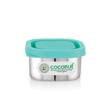 Coconut S108 Stainless Steel Chutney Container Set (Set of 4 – 50ml, 80ml, 120ml & 160ml) | Leakproof Square Mini Storage Boxes with Lid | Food Grade, Rust-Proof Snack & Masala Containers.