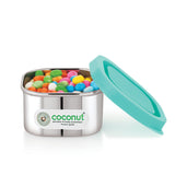 Coconut S108 LP Square Stainless Steel Chutney Container with Lid | Food Grade Mini Storage Box | Leak-Resistant Dip & Sauce Container for Lunch Box, Travel & Kitchen Use.