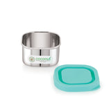 Coconut S108 LP Square Stainless Steel Chutney Container with Lid | Food Grade Mini Storage Box | Leak-Resistant Dip & Sauce Container for Lunch Box, Travel & Kitchen Use.