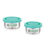 Coconut S113 Stainless Steel Round Chutney Container Set of 2 (20ml & 30ml) | Leakproof Mini Storage Boxes with Lid | Food Grade, Rust-Proof Small Sauce & Pickle Containers.