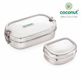 Coconut S119 Stainless Steel Lunch Box with Inner Dabbi | Crunch Capsule Tiffin Box | Leakproof Clip Lock Container | Food Grade, Durable & Dishwasher Safe.