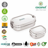 Coconut S119 Stainless Steel Lunch Box with Inner Dabbi | Crunch Capsule Tiffin Box | Leakproof Clip Lock Container | Food Grade, Durable & Dishwasher Safe.