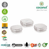 Coconut S125 Delli Stainless Steel Sleek Lunch Box Set (3 Pieces – 100ml, 150ml & 250ml) | Square Compact Tiffin Boxes with Lid | Food Grade, Leakproof & Durable Storage Containers.