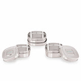 Coconut S126 Tony Stainless Steel Lunch Box Set (3 Pieces – 150ml, 250ml & 350ml) | Square Compact Tiffin Boxes with Lid | Food Grade, Leak-Resistant & Durable Storage Containers.