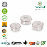 Coconut S126 Tony Stainless Steel Lunch Box | Compact Square Tiffin Box with Lid | Food Grade, Leak-Resistant & Durable Storage Container for Office & School.