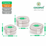 Coconut S126 Tony Stainless Steel Lunch Box | Compact Square Tiffin Box with Lid | Food Grade, Leak-Resistant & Durable Storage Container for Office & School.