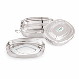 Coconut Stainless Steel Flash Lunch Box with Inner Plate | Oval Shape Tiffin Box | Heavy Gauge Food Grade Steel | Leak-Resistant, BPA-Free & Rust-Proof Mirror Finish Lunch Box for Office & School.