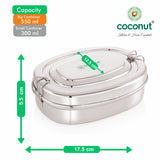 Coconut Stainless Steel Flash Lunch Box with Inner Plate | Oval Shape Tiffin Box | Heavy Gauge Food Grade Steel | Leak-Resistant, BPA-Free & Rust-Proof Mirror Finish Lunch Box for Office & School.