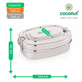 Coconut Stainless Steel Flash Lunch Box with Inner Plate | Oval Shape Tiffin Box | Heavy Gauge Food Grade Steel | Leak-Resistant, BPA-Free & Rust-Proof Mirror Finish Lunch Box for Office & School.
