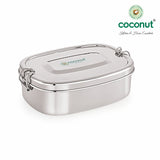 Coconut S135 Hazel Stainless Steel Lunch Box with Plate | Single Compartment Tiffin Box with Clip Lock Lid | Leakproof, Food Grade & Durable Lunch Container for Office & School.