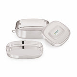 Coconut S135 Hazel Stainless Steel Lunch Box with Plate | Single Compartment Tiffin Box with Clip Lock Lid | Leakproof, Food Grade & Durable Lunch Container for Office & School.
