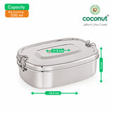 Coconut S135 Hazel Stainless Steel Lunch Box with Plate | Single Compartment Tiffin Box with Clip Lock Lid | Leakproof, Food Grade & Durable Lunch Container for Office & School.