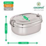 Coconut S136 Cordial Stainless Steel Lunch Box with Plate | Single Compartment Tiffin Box with Clip Lock Lid | Leakproof, Food Grade & Durable Lunch Container for Office & School.