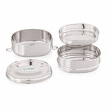 Coconut Stainless Steel Pecan Double Decker Lunch Box with Inner Plate | 2 Tier Leak-Resistant Tiffin Box | Food Grade, BPA-Free, Durable & Eco-Friendly Lunch Box for Office, School & Travel
