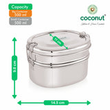 Coconut Stainless Steel Pecan Double Decker Lunch Box with Inner Plate | 2 Tier Leak-Resistant Tiffin Box | Food Grade, BPA-Free, Durable & Eco-Friendly Lunch Box for Office, School & Travel