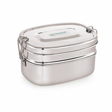 Coconut Stainless Steel Double Decker Lunch Box with Inner Plate | 2 Tier Leak-Resistant Tiffin Box | Food Grade, BPA-Free, Durable & Eco-Friendly Lunch Box for Office, School & Travel.