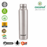 Coconut WB18 Floww Plain Stainless-Steel Water Bottle | Leakproof, Rust-Proof & BPA Free | Durable Food Grade Steel Bottle for Office, School, Gym & Travel.