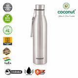 Coconut WB19 Thames Stainless Steel Water Bottle with Strap | Leakproof, Rust-Proof, BPA-Free, Durable Metal Bottle | Sleek Matte Finish | Ideal for Office, Gym & Travel.