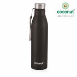 Coconut WB20 Rhine Stainless Steel Water Bottle (Grey/Steel/Black) | Leakproof, BPA-Free, Rust-Proof Metal Bottle with Strap | Durable & Stylish for Office, Gym & Travel.