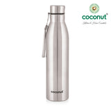 Coconut WB20 Rhine Stainless Steel Water Bottle (Grey/Steel/Black) | Leakproof, BPA-Free, Rust-Proof Metal Bottle with Strap | Durable & Stylish for Office, Gym & Travel.