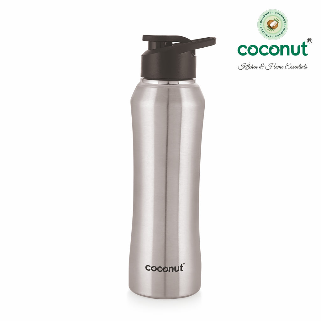 Coconut WB22 Elbe 750ml Stainless Steel Water Bottle (Steel/Red/Black/Yellow) | Flip Top Leakproof Lid | BPA-Free, Rust-Proof, Durable Bottle for Gym, Office & Travel.