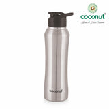 Coconut WB22 Elbe 750ml Stainless Steel Water Bottle (Steel/Red/Black/Yellow) | Flip Top Leakproof Lid | BPA-Free, Rust-Proof, Durable Bottle for Gym, Office & Travel.