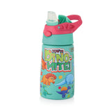 Coconut WB30 HC Kids Spout 350ml Stainless Steel Water Bottle | Leakproof Flip Top with Straw | BPA-Free, Durable Kids Bottle with Carry Handle | Cute Dino Design for School.