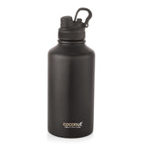 Coconut WB32 HC Full tank 2 Liter Stainless Steel Water Bottle with Straw Lid | Leakproof Flip Cap, BPA-Free | Large Capacity Gym, Office & Travel Bottle (Black).