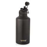 Coconut WB32 HC Full tank 2 Liter Stainless Steel Water Bottle with Straw Lid | Leakproof Flip Cap, BPA-Free | Large Capacity Gym, Office & Travel Bottle (Black).