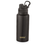 Coconut WB32 HC Fulltank 1 Litre Stainless Steel Water Bottle with Straw Lid | Leakproof Flip Cap, BPA-Free | Large Capacity Gym, Office & Travel Bottle (Black).