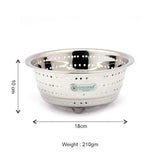Coconut Stainless Steel Vegetable Colander Strainer | Food Grade Multipurpose Washing & Draining Basket | Rust Proof Kitchen Colander for Vegetables, Fruits, Pasta & Noodles | Mirror Finish | Dishwasher Safe.