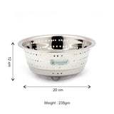 Coconut Stainless Steel Vegetable Colander Strainer | Food Grade Multipurpose Washing & Draining Basket | Rust Proof Kitchen Colander for Vegetables, Fruits, Pasta & Noodles | Mirror Finish | Dishwasher Safe.