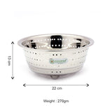 Coconut Stainless Steel Vegetable Colander Strainer | Food Grade Multipurpose Washing & Draining Basket | Rust Proof Kitchen Colander for Vegetables, Fruits, Pasta & Noodles | Mirror Finish | Dishwasher Safe.