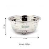 Coconut Stainless Steel Vegetable Colander Strainer | Food Grade Multipurpose Washing & Draining Basket | Rust Proof Kitchen Colander for Vegetables, Fruits, Pasta & Noodles | Mirror Finish | Dishwasher Safe.