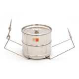 KCL Stainless Steel 2-Tier Cooker Separator Set for 3 Litre Outer Lid Pressure Cookers | Stackable Containers with Lifter Stand | Mirror Finish Steaming Set for Rice, Dal & Vegetables.