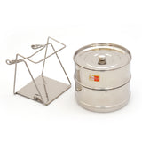 KCL Stainless Steel 2-Tier Cooker Separator Set for 3 Litre Outer Lid Pressure Cookers | Stackable Containers with Lifter Stand | Mirror Finish Steaming Set for Rice, Dal & Vegetables.