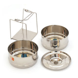KCL Stainless Steel 2-Tier Cooker Separator Set for 3 Litre Outer Lid Pressure Cookers | Stackable Containers with Lifter Stand | Mirror Finish Steaming Set for Rice, Dal & Vegetables.