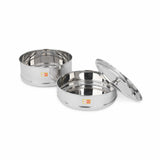 KCL Stainless Steel 2-Tier Cooker Separator Set for 5 Litre Outer Lid Pressure Cookers | Stackable Steaming Containers (Top Container 1200ml & Bottom Container 1600ml) with Lifter Stand | Mirror Finish Multi-Dish Steamer Ric, Dal and Vegetables.